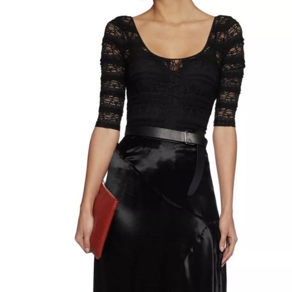 Cinq A Sept Marla Sheer Silk Black Lace $195 Bodysuit Women’s Size Small - Picture 14 of 15